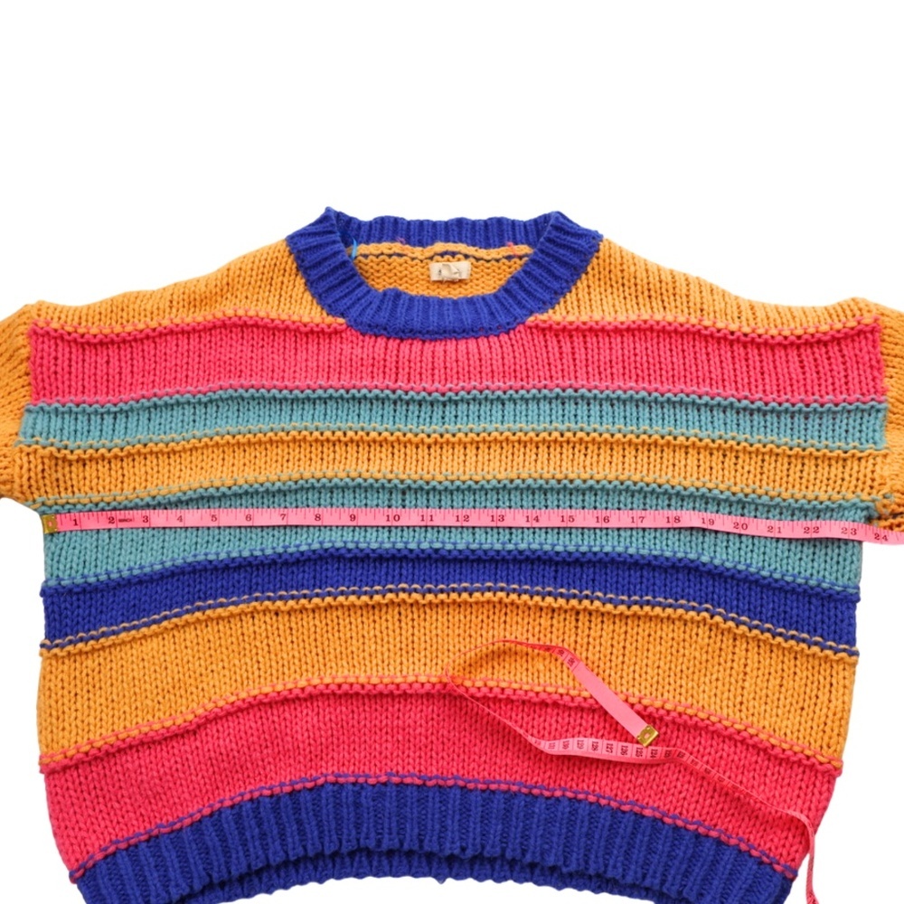 Debut Colorblock Chunky Knit Sweater Size Small Cropped Striped - Picture 7 of 10